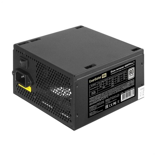 EXEGATE   EX292148RUS   400W 80 PLUS 400PPH-LT ATX, APFC,  82% 80 PLUS , 12cm fan, 24pin, 4+4 pin, PCIe, 5xSATA, 3xIDE,