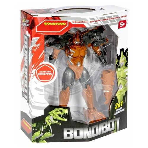 Трансформер 2в1 BONDIBOT Bondibon робот-динозавр, оранжевый тираннозавр 5x24,5 см, арт. M7
