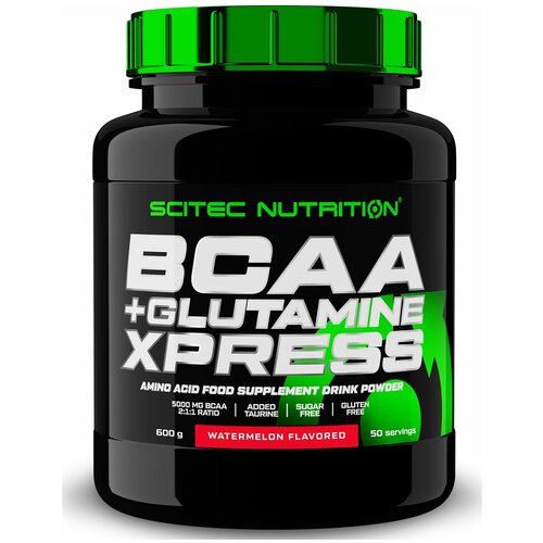 аминокислоты bcaa glutamine xpress scitec nutrition 600 г BCAA Scitec Nutrition BCAA + Glutamine Xpress, арбуз, 600 гр.