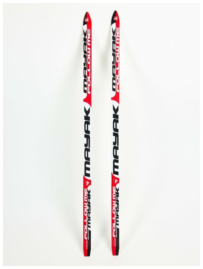 Детские подростковые лыжи Маяк деревянные 160 см / Лыжи для детей ростом 140-150 см/ Красно-бело-черные