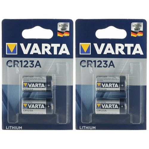 Набор из 4 батарей Varta CR123A батарейка varta cr123a