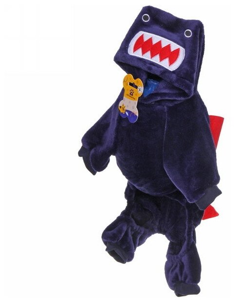 Костюм для собаки "Волшебный карнавал-Акула" с капюшоном, размер S (35*25см) Ultramarine - фотография № 6