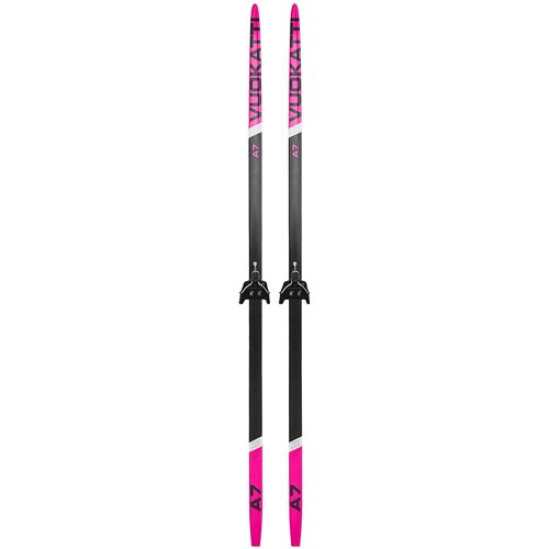 Лыжный комплект VUOKATTI / Беговые лыжи 200 см с креплением 75 мм Step цвет Black/Magenta