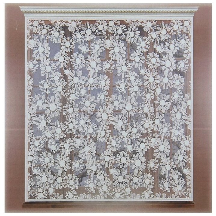 Лента Тюль на кухню со шторной лентой, 145х160 см, цвет белый, 100% полиэстер