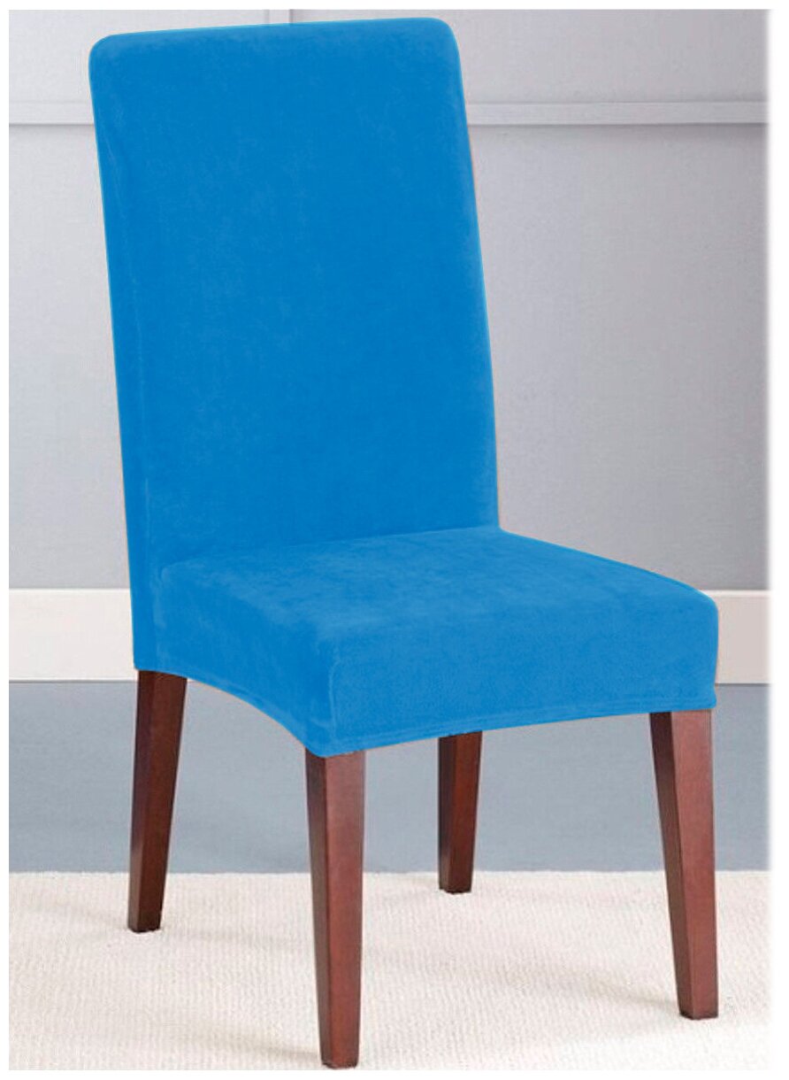 Чехол на стул Бруклин голубой - фотография № 1