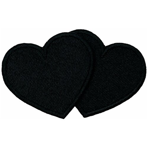 Набор из двух нашивок патчей на одежду в виде сердечек Love на термоплёнке (12315) 54х49 мм