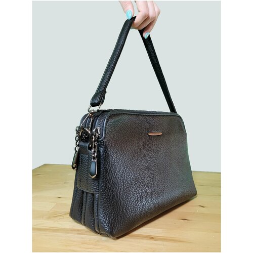 фото Сумка женская из экокожи черная кросс-боди через плечо joyling