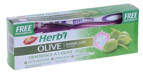 Зубная паста Dabur Herb’l Olive (с экстрактом оливы) 150 гр. в комплекте с зубной щеткой