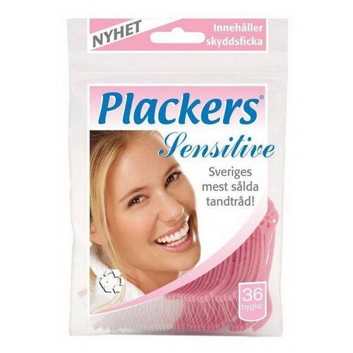 Plackers Sensitive флоссер для ухода за полостью рта, 36 г, мята флоссеры зубная нить и зубочистка в контейнере 10 упаковок по 50 шт