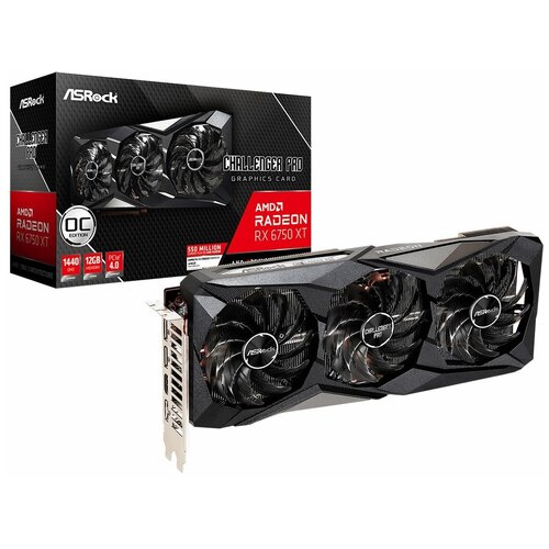 Видеокарта ASRock Radeon RX 6750 XT Challenger Pro 12G OC, 3*DP, 1*HDMI, FAN 3; 90-GA3QZZ-00UANF