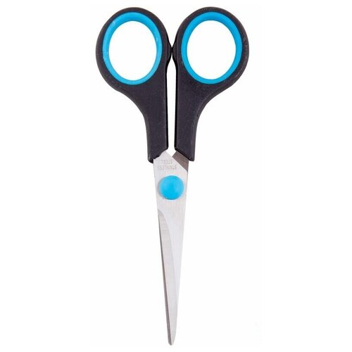 Ножницы OfficeSpace 140мм, симметричные ручки, черные с синими вставками, ПВХ-чехол (264900), 24шт. ножницы inформат 140мм симметричные акриловые ручки 24шт