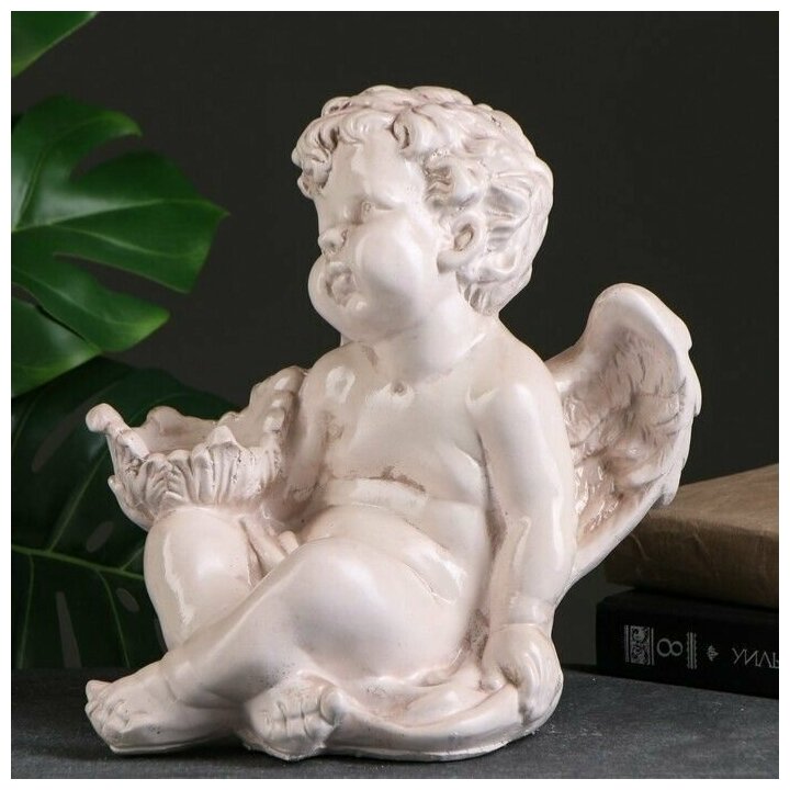 Подсвечник "Ангел сидя в руке" 26х21х30 см состаренный, для свечи d 6 см - фотография № 4