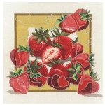 Овен Набор для вышивания бисером и нитками Дары садов Клубника 27 х 27 см, 458 - изображение