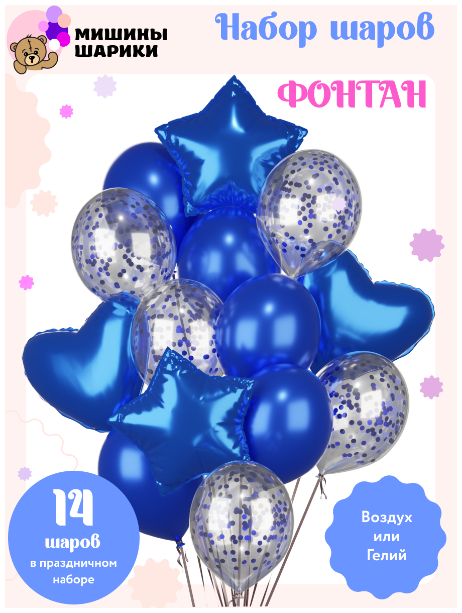 Воздушные шары для фонтана и фотозоны на день рождения синий