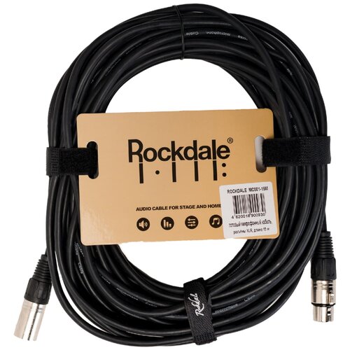 Кабель Rockdale XLR (m) - XLR (f) OFC, 15 м, 1 шт., черный микрофонный кабель xlr xlr rockdale mc001 10m 10 метров