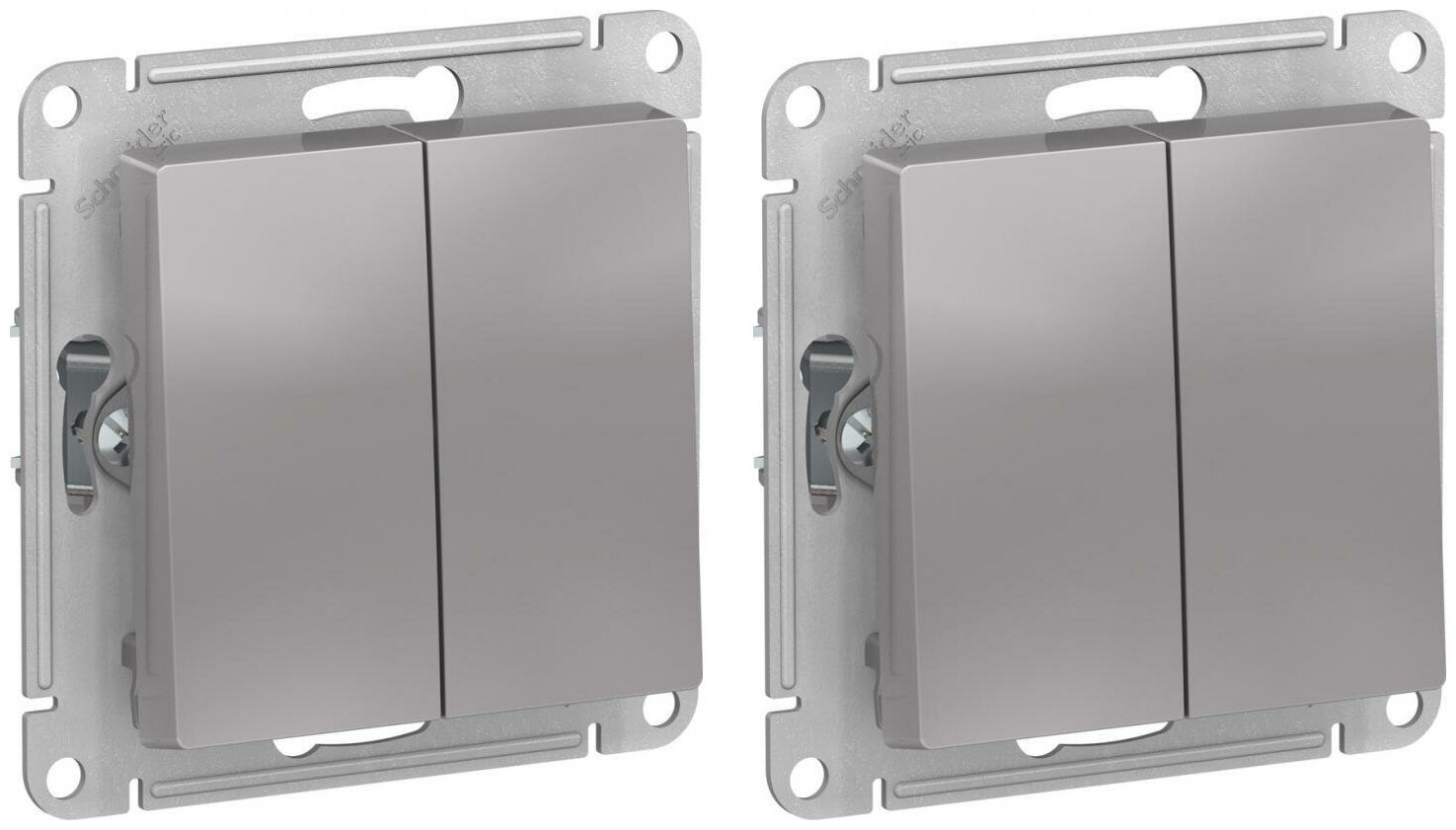 фото Механизм выключателя/переключателя проходного Schneider Electric AtlasDesign двухклавишный алюминий