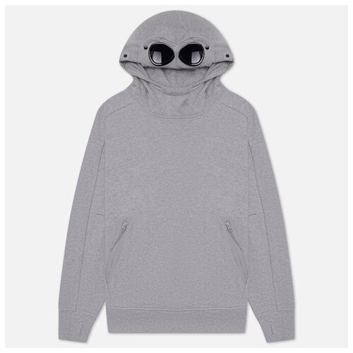 фото Мужская толстовка c.p. company goggle hoodie diagonal raised fleece серый, размер m