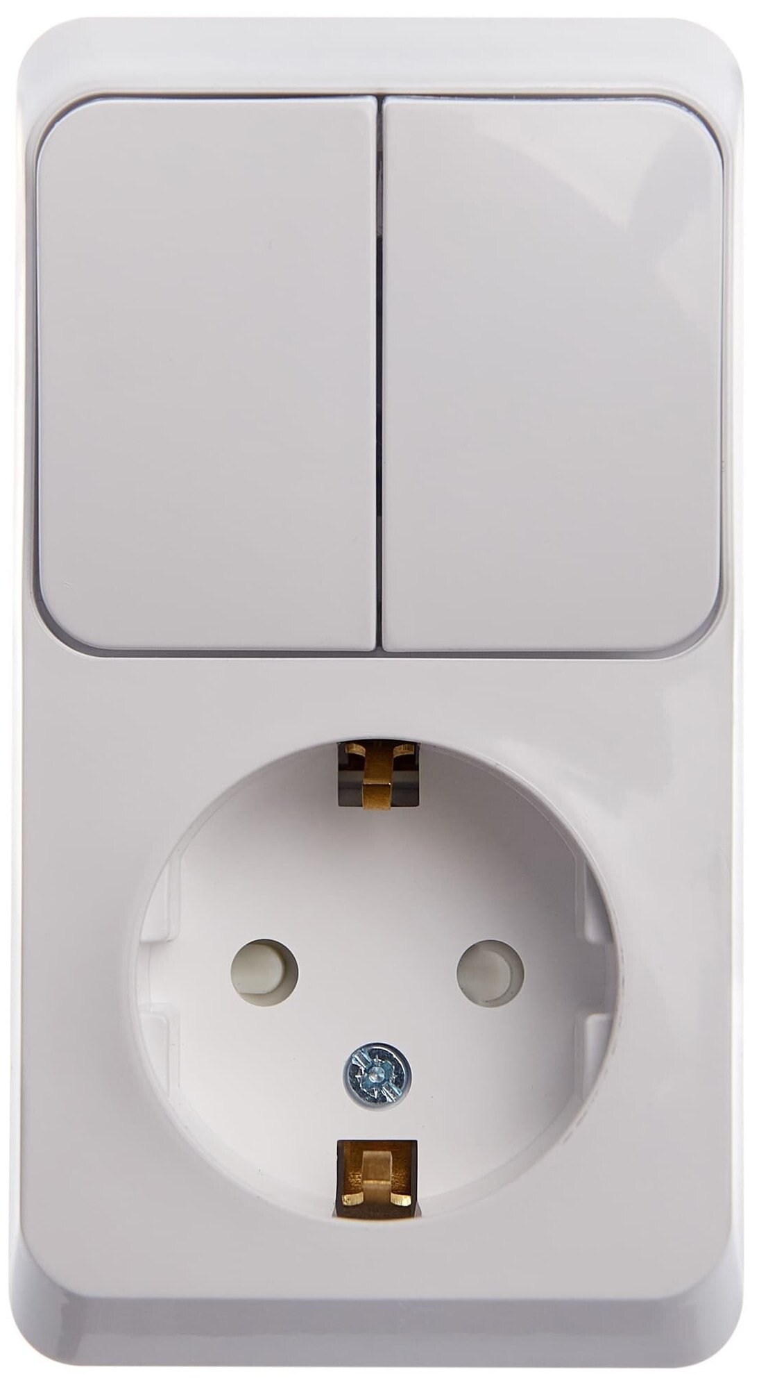 Systeme electric BPA16-202B этюд О/У блок: розетка с заземл. со шт. + Выключатель 2-клавиш белый Россия