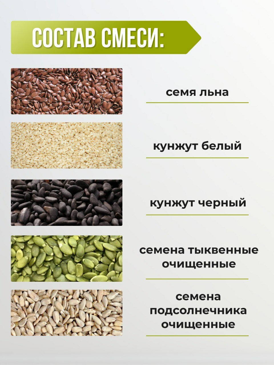 Смесь семян для салатов 500 гр, выпечки, Семена льна, кунжута белого, черного, тыквы, подсолнечника, NOYER — фото 1