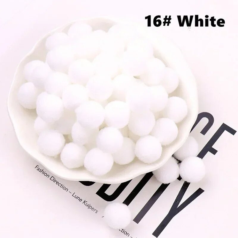 Мягкие помпоны для рукоделия 300 штук 30mm 30Pcs Белый