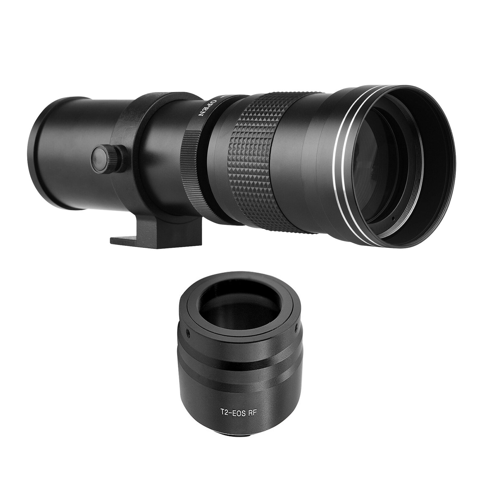 Объектив камеры MF Super Telephoto Zoom F/8.3-16 420-800mm T2 с адаптером для крепления RF и резьбой 1/4, замена для камер Canon EOS R/R3/R5/R5C/R6/RP с креплением RF.