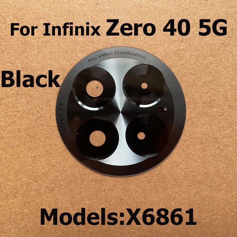 Для Infinix Zero 40 5G стеклянный объектив задней камеры стеклянная крышка задней камеры с клеевой наклейкой ремонт запасные части X6861, Black