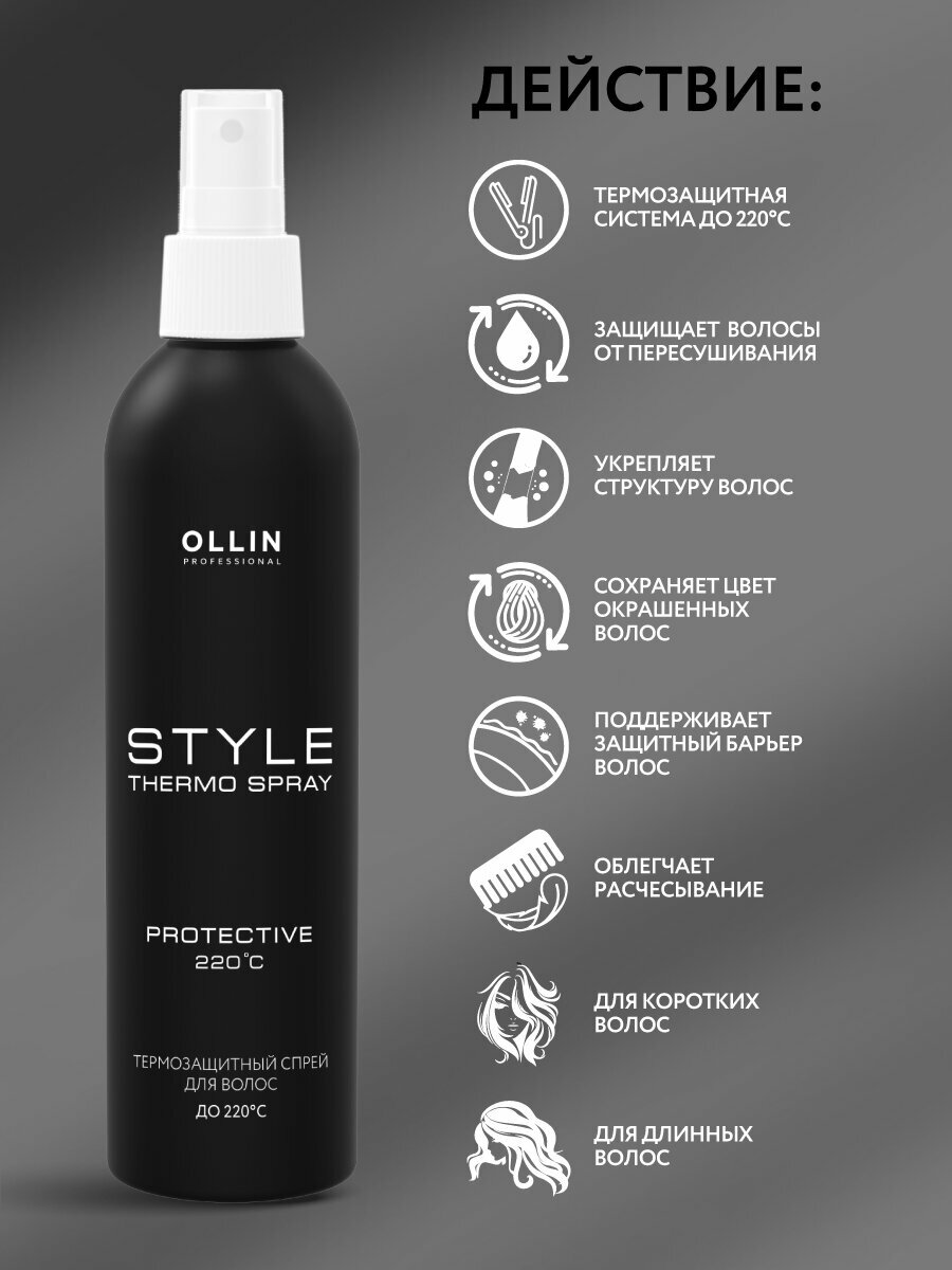 Картинки Спрей для волос OLLIN PROFESSIONAL Style термозащита и легкое расчесывание 250 мл