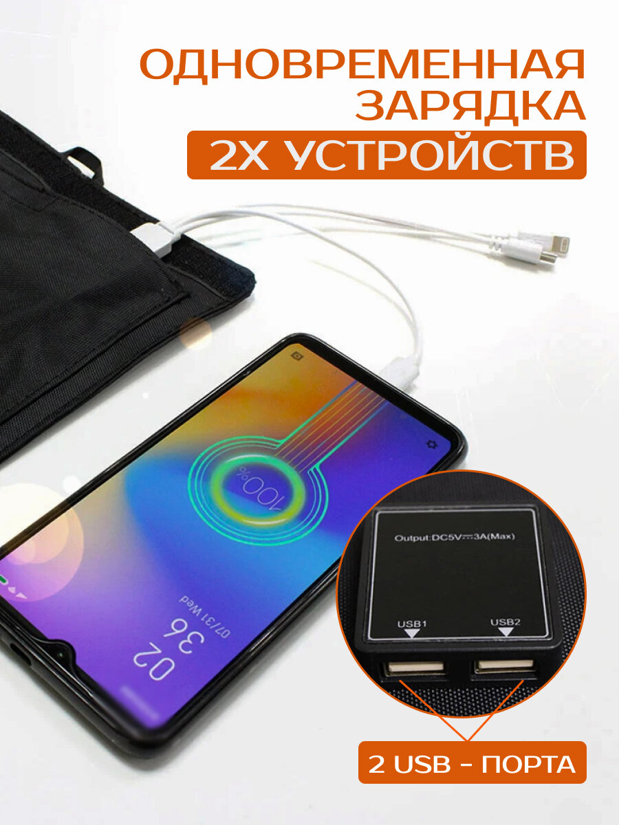 Туристическая 14Вт солнечная панель (батарея) складная портативная зарядка смартфона планшета повербанка — фото 1