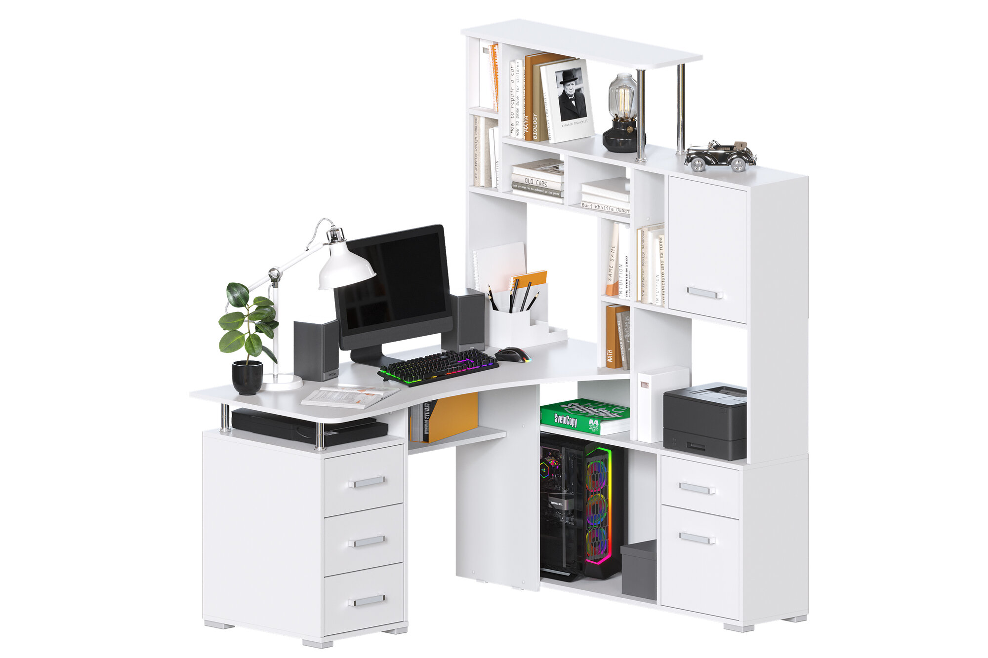 Компьютерный стол МагМебель Джаз-15 правый, белый