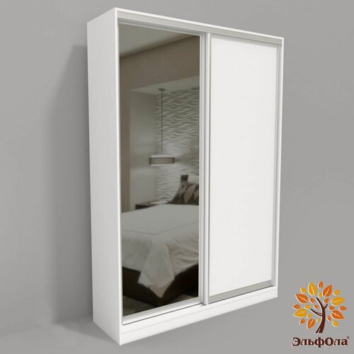 Изображение товара Шкаф-купе ЭльфОла "Гранд" 152*45*240 см, белый, профиль серебро