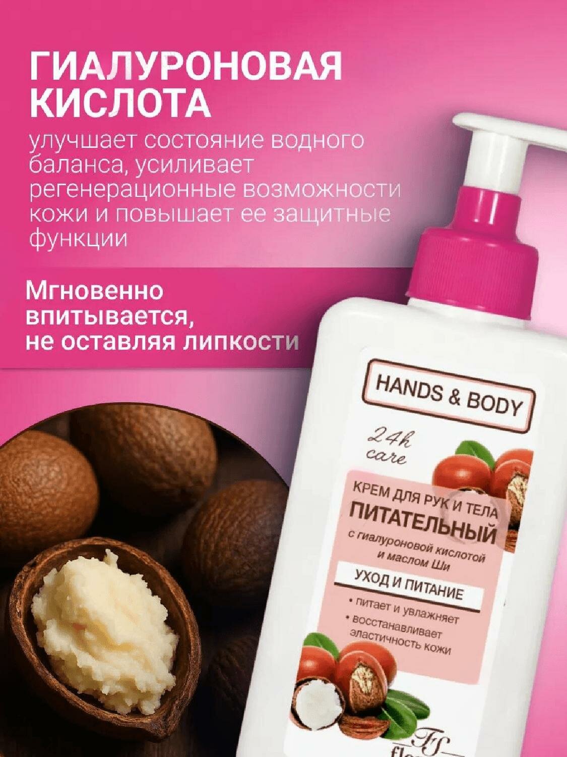 Крем Floresan Ф-460 "Hands & Body", питательный, для рук и тела, с маслом ши, 250мл — фото 1