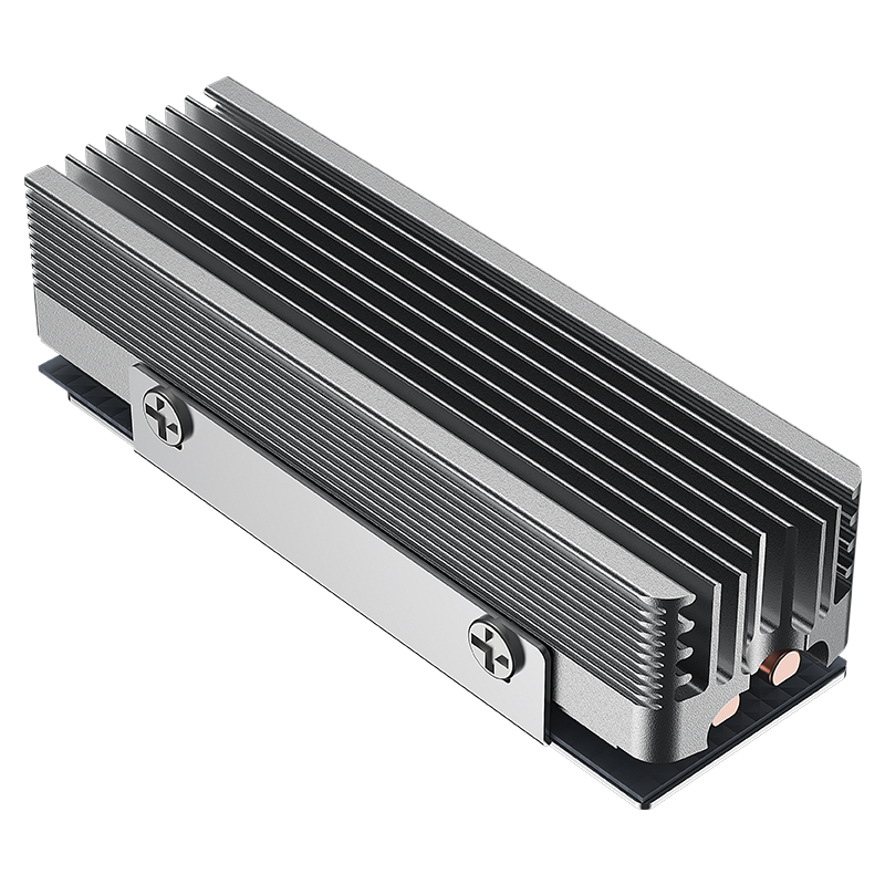 Радиатор для 2280 M2 SSD Coolleo CL-V3SSD Grey, алюминиевый, 2 медные трубки — фото 1