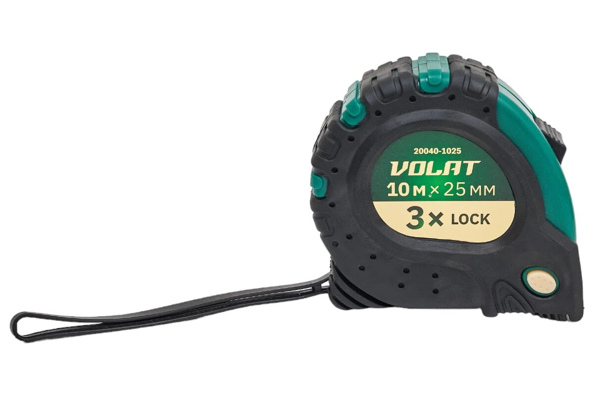 Рулетка Волат 20040-1025 обрезиненный корпус с фиксатором 10 метров