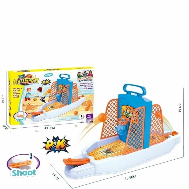 Настольный баскетбол КНР с тоннелем для мячей, поле 22х14х45,5 см, 2 корзины и 8 мячей, в коробке