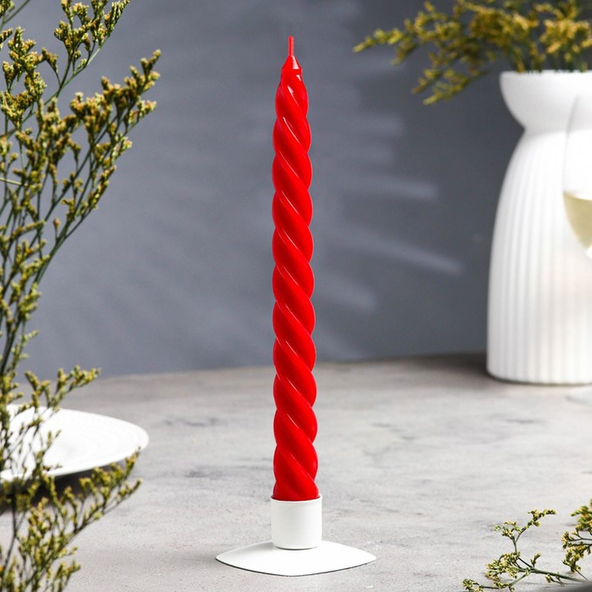 Свеча Омский свечной завод витая 23х245 см 5 ч 50 гр красный