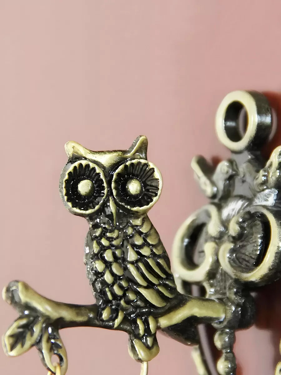 Колокольчик на дверь магазина металлический Сова винтажный на магните — фото 1