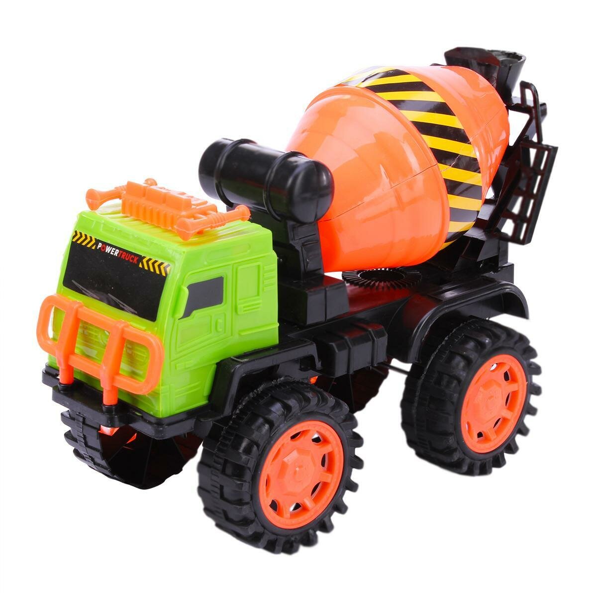 Машинка бетономешалка "POWER TRUCK" 33см, пластик, ярко-зеленая/оранжевая