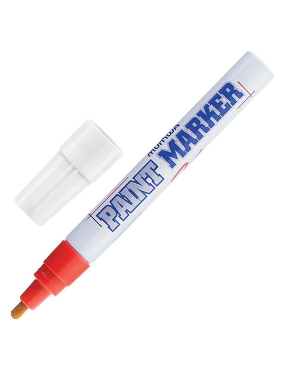 Маркер-краска лаковый (paint marker) MUNHWA 4 мм красный нитро-основа алюминиевый корпус PM-03