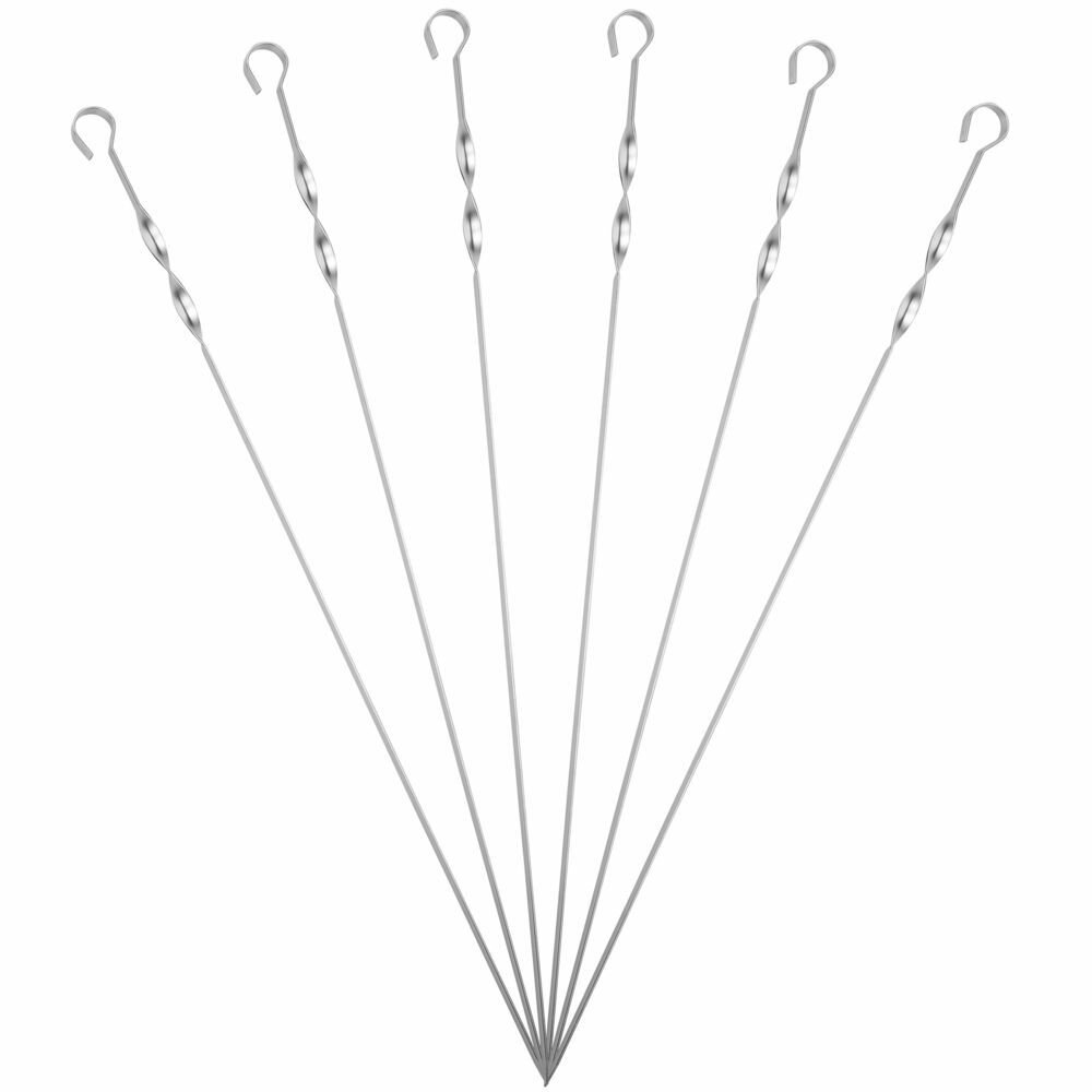 Набор шампуров Long Bower в чехле, нержавеющая сталь, крученые лезвия, 6 шт, черные — фото 1