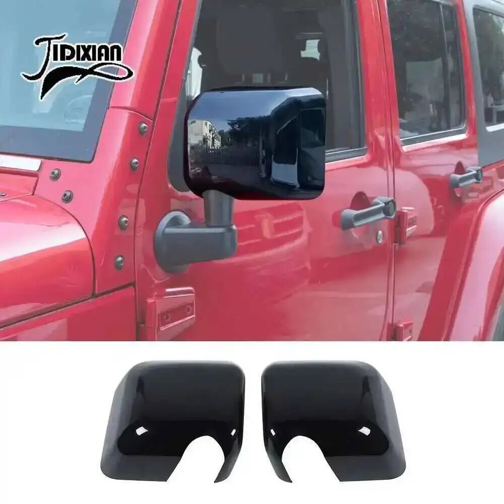 JIDIXIAN автомобильное зеркало заднего вида, декоративная крышка, подходит для Jeep Wrangler JK 2007-2017, внешние аксессуары, Черный
