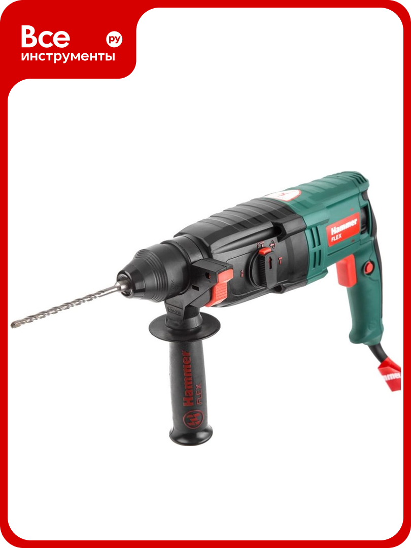 Перфоратор Hammer Flex 800 Вт SDS+ 26 мм 0-1245 об/мин 2.6 Дж 3 режима кейс PRT800D