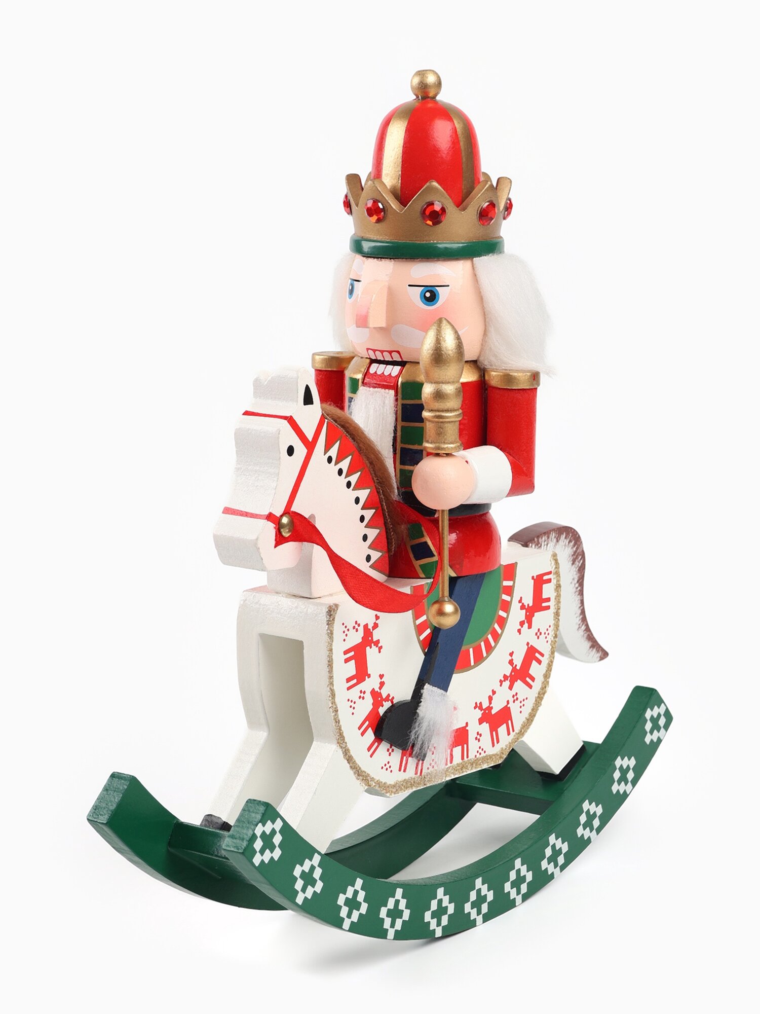 Фигурка из дерева  Щелкунчик на лошадке   высота 28 см  новогодний