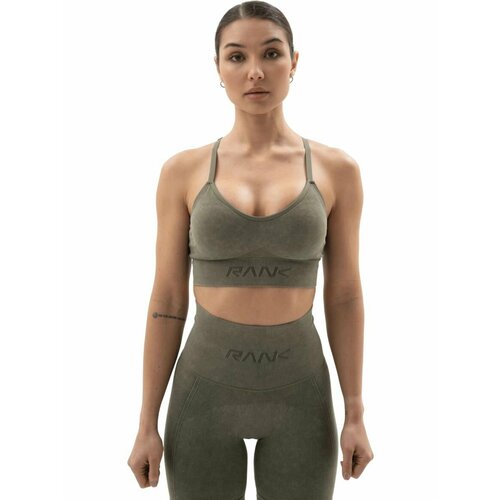 фото Топ спортивный rank seamless bra low, размер xs, оливковый