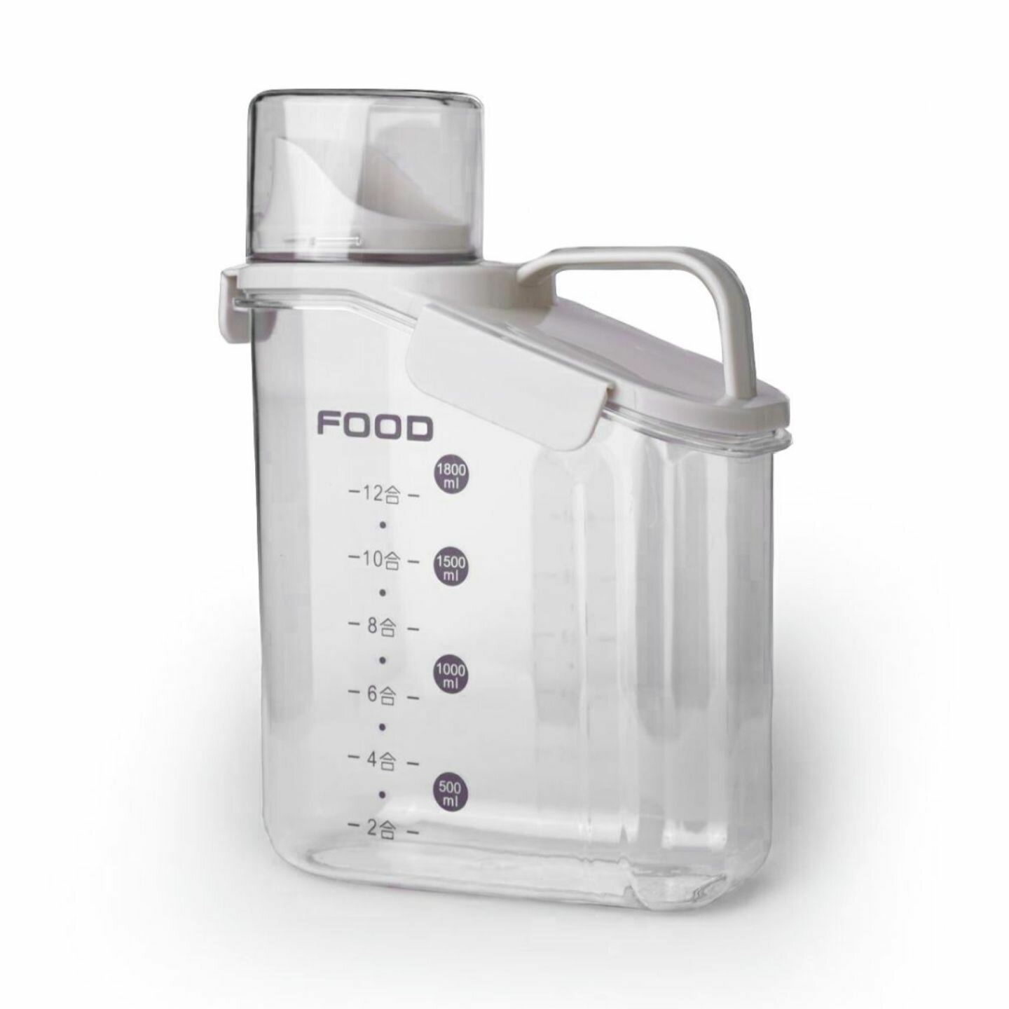 Контейнер с мерным стаканчиком 2 л для корма сыпучих жидкостей белый