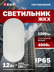 Светильник светодиодный ЖКХ EKF LUMA овал ДПО-2005 12Вт 4000K IP65