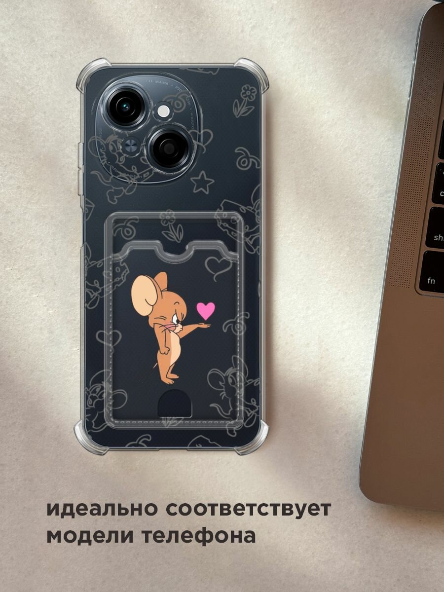 Чехол на Tecno Spark Go 1/Pop 9 (Текно Спарк Go 1/Поп 9) с картой и принтом "Джерри и сердце 1" — фото 1