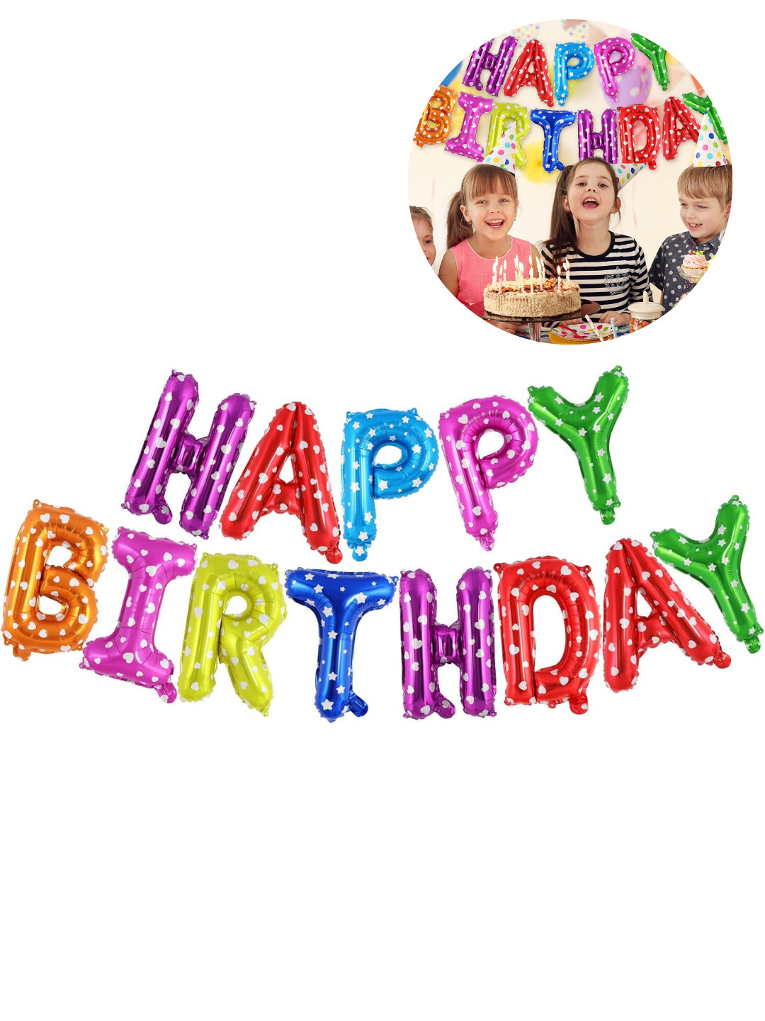 Шарики буквы "Happy Birthday" для дня рождения, надпись на стену