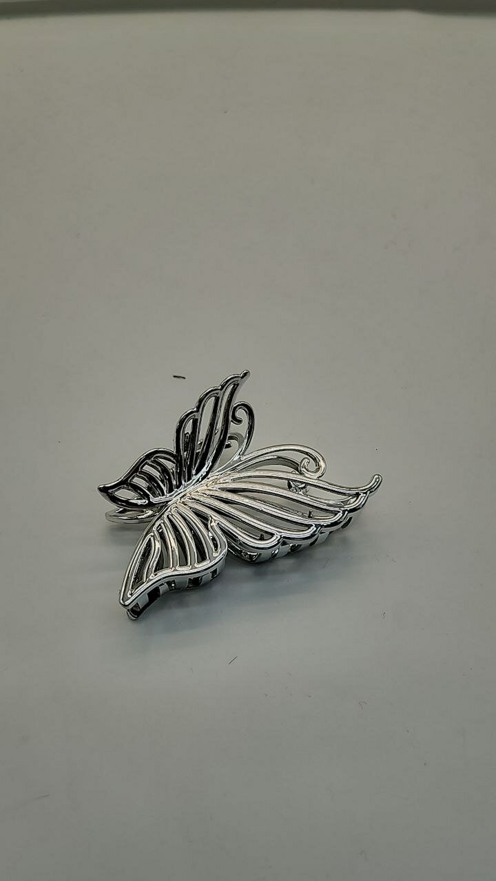 Крабик для волос серебренного цвета , заколка для девушек, в форме бабочки