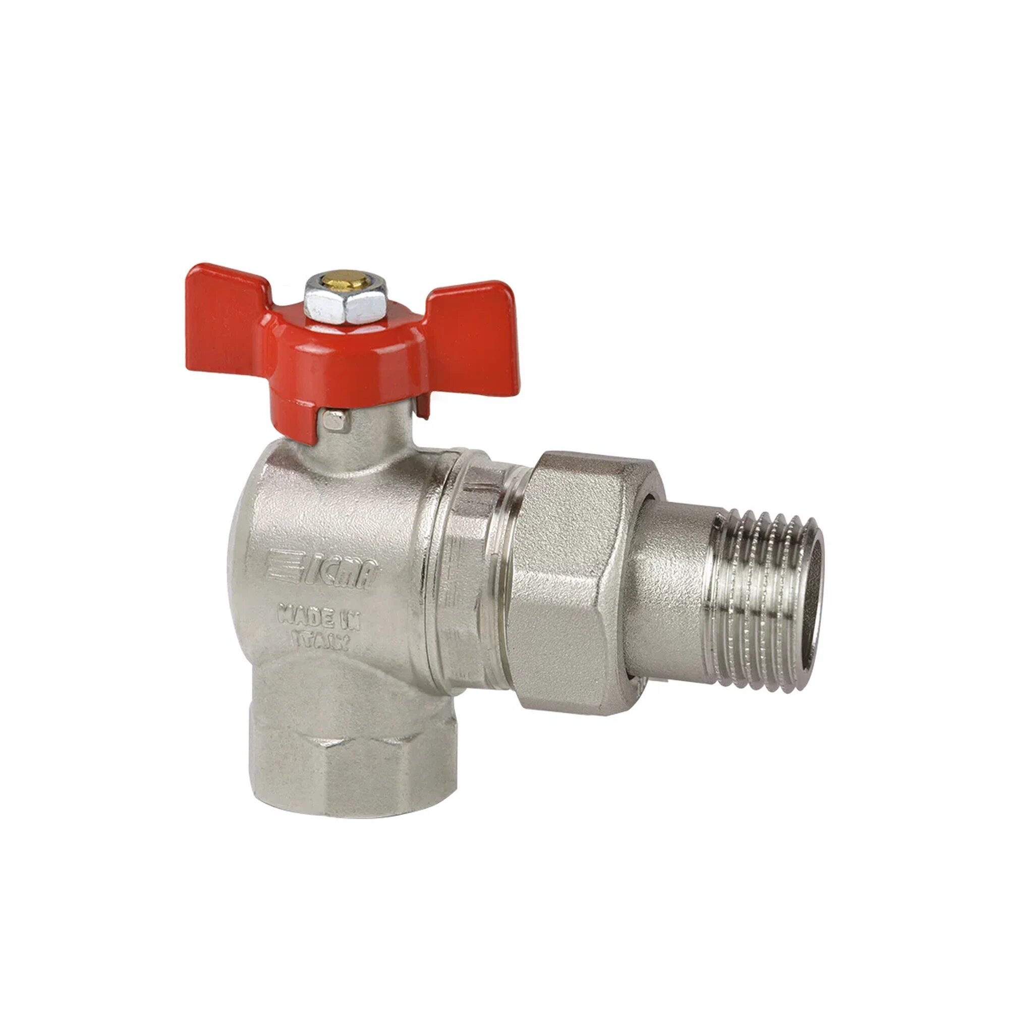 Полнопроходной шаровый кран угловой с американкой 3/4" 87361AE11