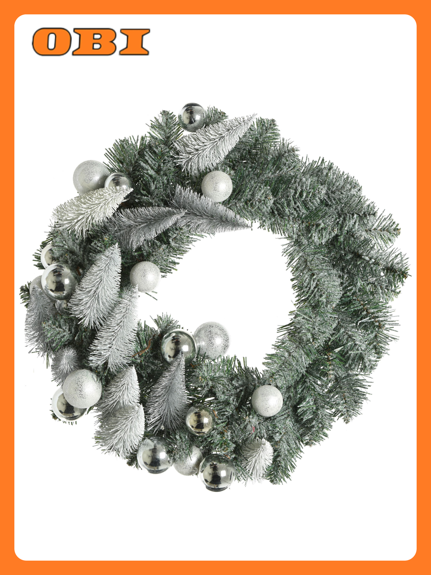 Венок новогодний снег зеленый 50 см